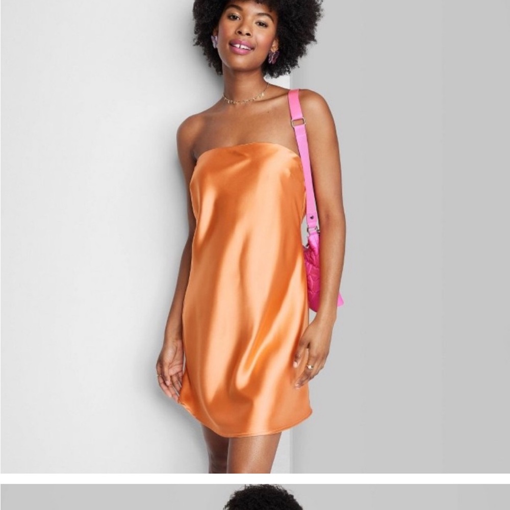 Wild Fable Satin Dress in Vibrant Orange